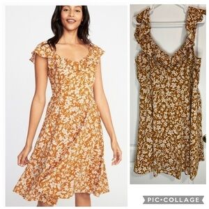 Old Navy floral cami milkmaid cottagecore wildflower flutter midi dress size XL